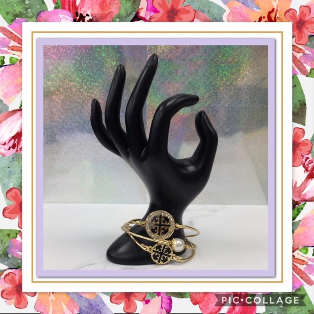 Dainty Gold Tone Bracelets Bangles Set of 3